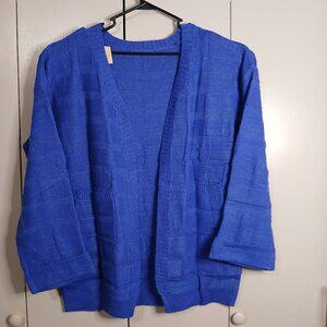 SHEWIN Women's Blue XL Cardigans Open Front Oversized Sweaters (0649P1)